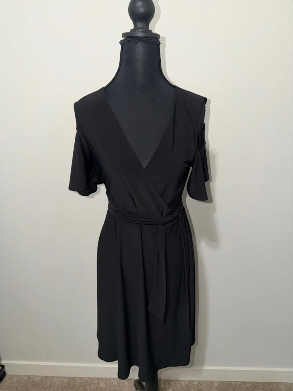 Star Vixen Black Midi Wrap Dress